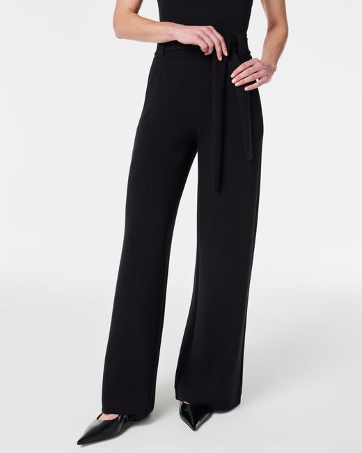 Spanx Black Airessentials Tie-waist Wide-leg Pant