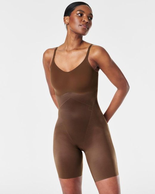 Spanx Brown Invisible Shaping Mid-thigh Bodysuit