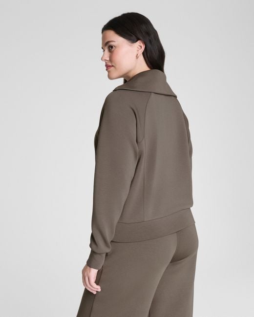 Spanx Brown Airessentials Half Zip Top