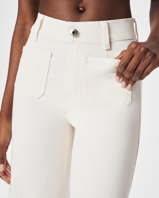 Spanx White Cropped Wide-leg Jeans