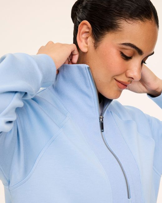 Spanx Blue Airessentials Brushed Half Zip Top Tunic