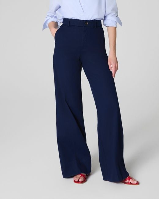 Spanx Blue Supersmooth Stretch Twill Wide Leg Pants