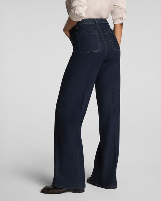 Spanx Blue Shape Authentic 360 Easy Flare Jeans With Patch Pockets, Marina