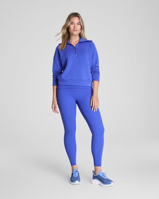 Spanx Blue Airessentials Half Zip Top