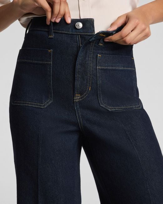 Spanx Blue Shape Authentic 360 Easy Flare Jeans With Patch Pockets, Marina