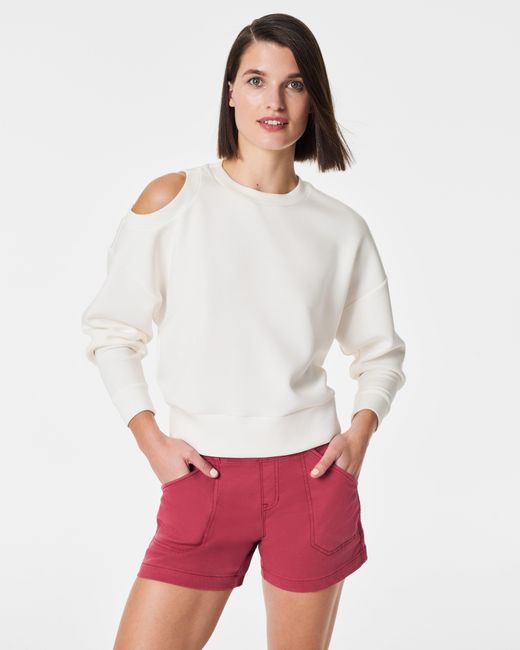 Spanx White Airessentials Cold-shoulder Top