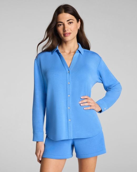 Spanx Blue Airessentials Oversized Button Down