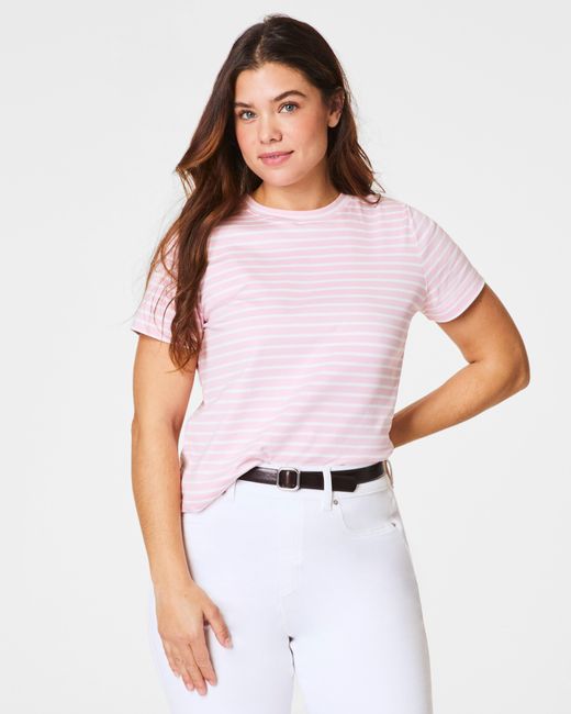Spanx White ® Cotton Crewneck Tee, Stripe