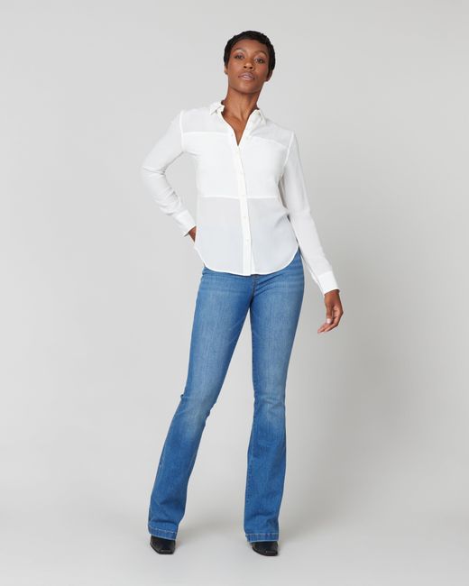 Spanx Low Maintenance Silk Button Down in Blue Lyst