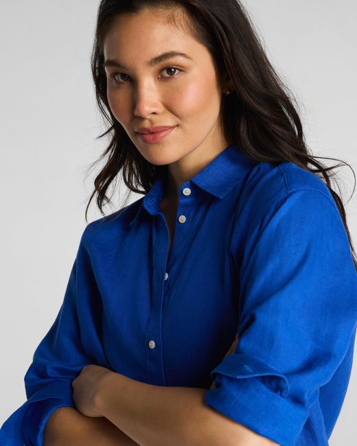 Spanx Blue Beach Button Down