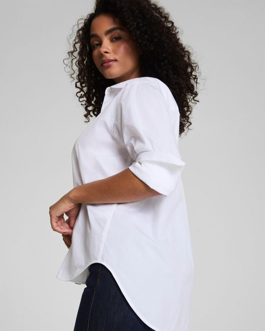 Spanx White ® Poplin Oversized Button-down