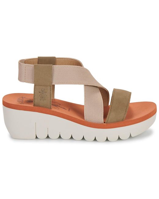 Fly London Sandalen Met Sleehak Yabi in het Brown