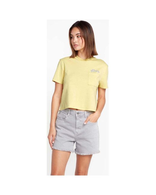 T-shirt Camiseta Chica Pocket Dial - Citron Volcom en coloris Yellow