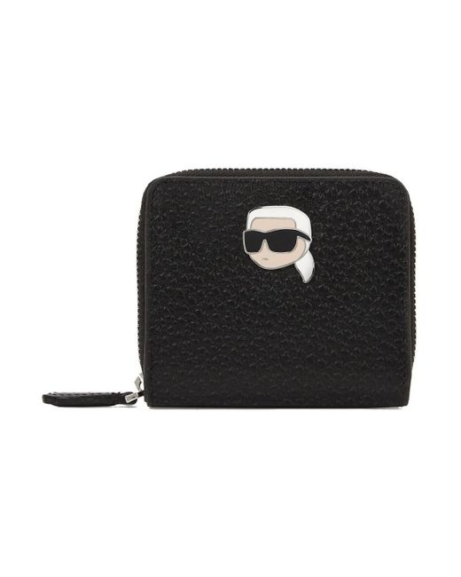 Karl Lagerfeld Portemonnee Ikon Pebble Md Bifold Wllt in het Black