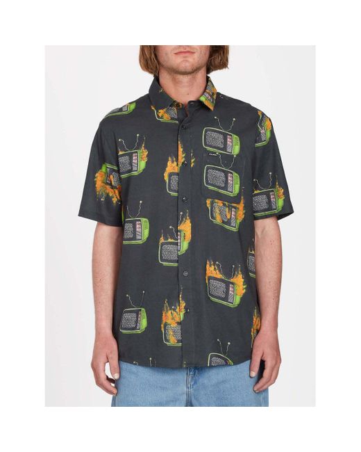 Chemise Camisa Justin Hager Woven Black Volcom pour homme en coloris Green