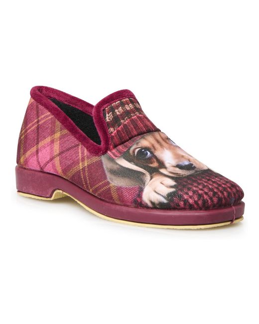 Chaussons Charentaises fantaisie motif chat ou chi Pediconfort en coloris Pink