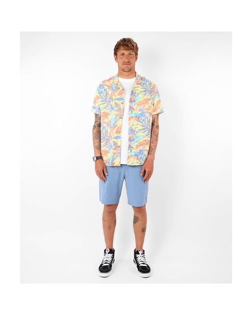 Chemise Chemise manches courtes imprimée viscose TROPICS Oxbow pour homme en coloris Blue