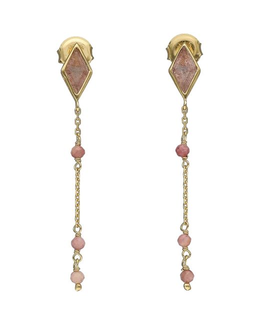 Boucles oreilles Boucles D'oreilles Argent Dorée Losange Pierre Rhodonite Orusbijoux pour homme en coloris Metallic