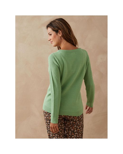 Pull by - Pull col rond maille fantaisie Daxon en coloris Green