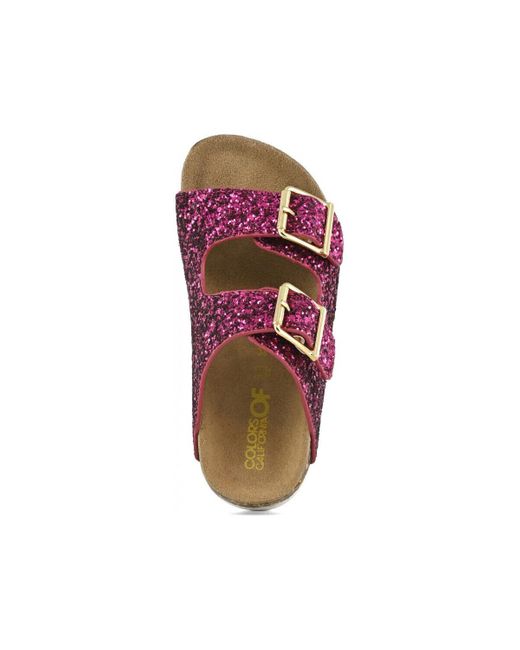 Sandales Glitter sandal 2 buckles Colors Of California en coloris Purple