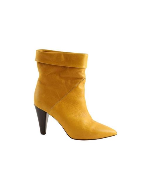Bottines Boots en cuir jaune Ba&sh en coloris Brown