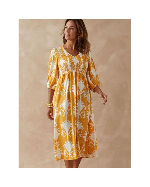 Robe by - Robe longue avec smocks Daxon en coloris Yellow