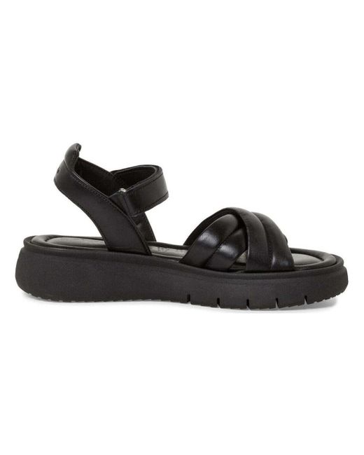 Sandales black leather casual open sandals Tamaris