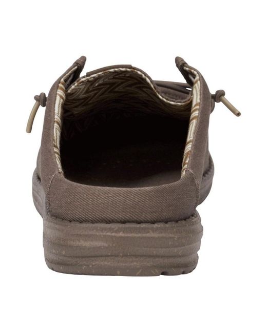 HeyDude Slippers Wally Slip Stretch Canvas in het Brown voor heren