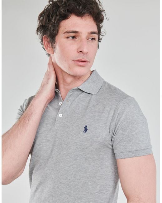 Polo Cintre Slim Fit En Coton Stretch Mesh Polo Polo Ralph Lauren Pour Homme En Coloris Gris Lyst