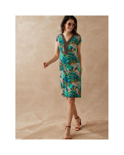 Robe by - Robe avec perles fantaisie en maille Daxon en coloris Blue