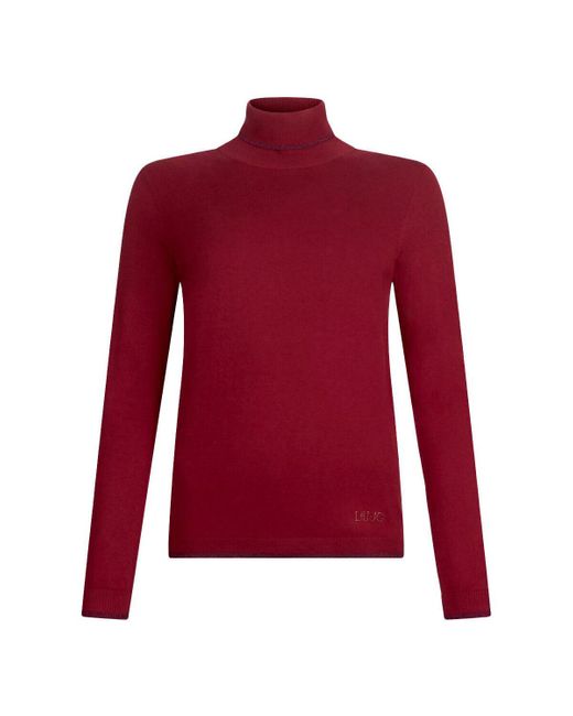 Pull Pull à col roulé avec détails en Lurex® Liu Jo en coloris Red