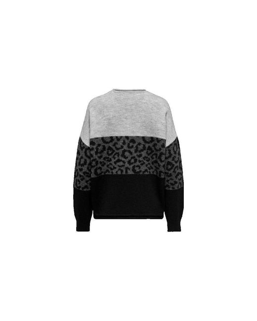 Pull Pull Motif Léopard Col Rond ONLY en coloris Black