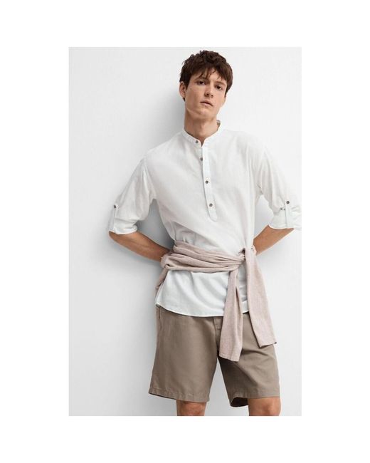 Chemise 16092977 LINEN TUNIC-BRIGHT WHITE SELECTED pour homme