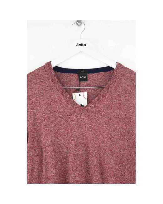 Pull Pull en coton bordeaux Boss pour homme en coloris Pink