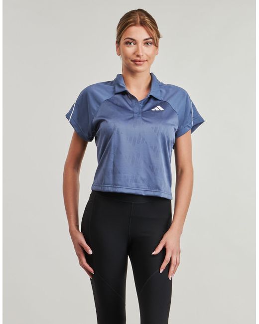 Adidas Blue Poloshirt Stadium 3-Stripes Tennis Inspired Jacquard Polo Shirt T-Shirt