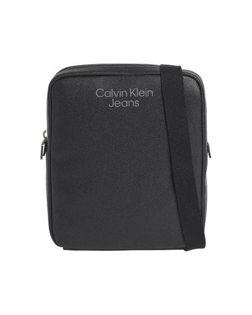 Calvin Klein Denim Schoudertas Micro Pebble Reporter S in het Zwart