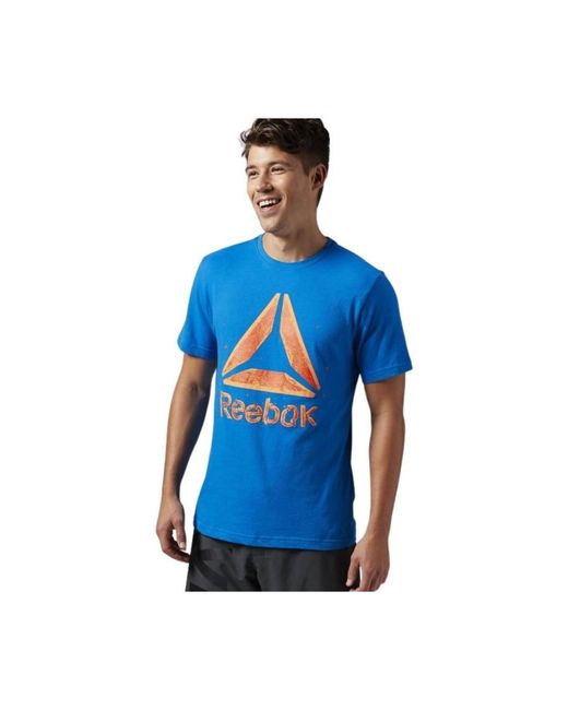 Reebok T-Shirt Korte Mouw Shattered Delta in het Blue voor heren