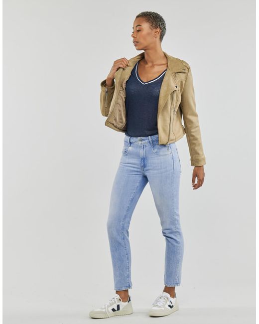 Veste ONLSCOOTIE FAUX SUEDE BIKER JACKET OTW ONLY en coloris Natural