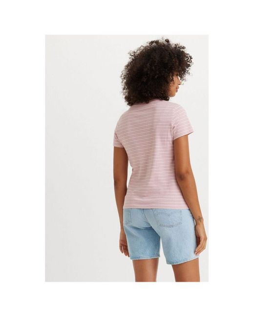 T-shirt 39185 0287 -PERFECT TEE-TEA STRIPE KEEPSAKE LILAC Levi's en coloris Pink