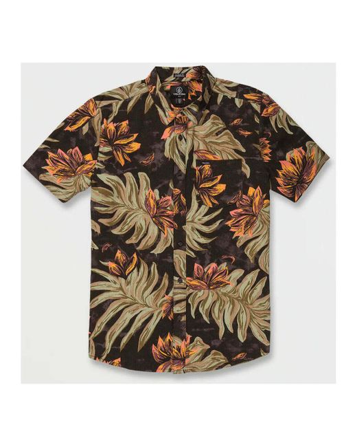 Chemise Camisa Marble Floral - Rinsed Black Volcom pour homme en coloris Brown