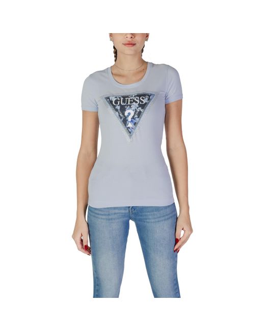 T-shirt SS CN TRIANGLE FLOWER W5RI00 J1314 Guess en coloris Blue