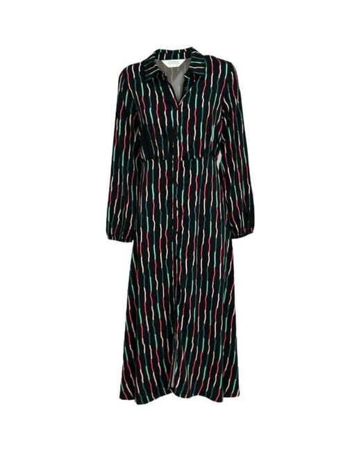 Compañía Fantástica Lange Jurk 34C12080_Abito_Stripes_Nero in het Black