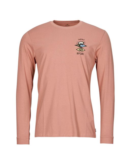 Rip Curl T-Shirt Lange Mouw Search Icon L/S Tee in het Pink voor heren