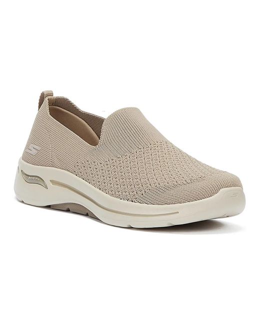 Skechers Go Walk Arch Fit Delora Womens Taupe Trainers Slip-ons (shoes ...