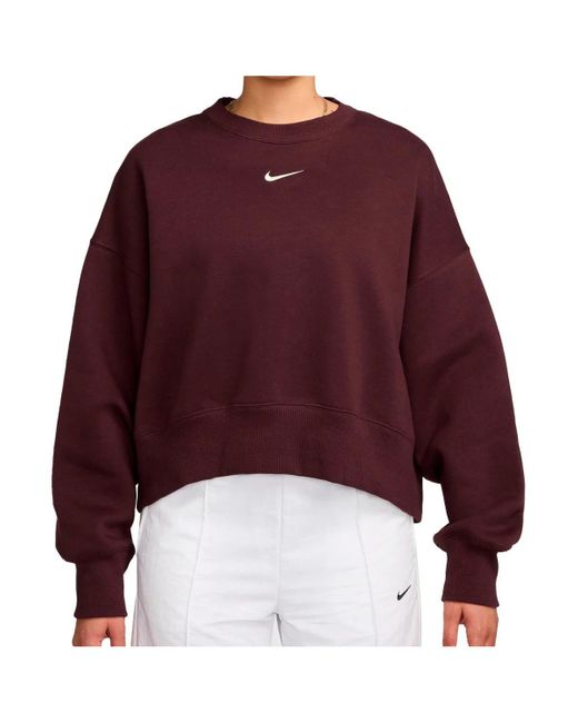Sweat-shirt W NSW PHNX FLC OOS CREW Nike en coloris Red