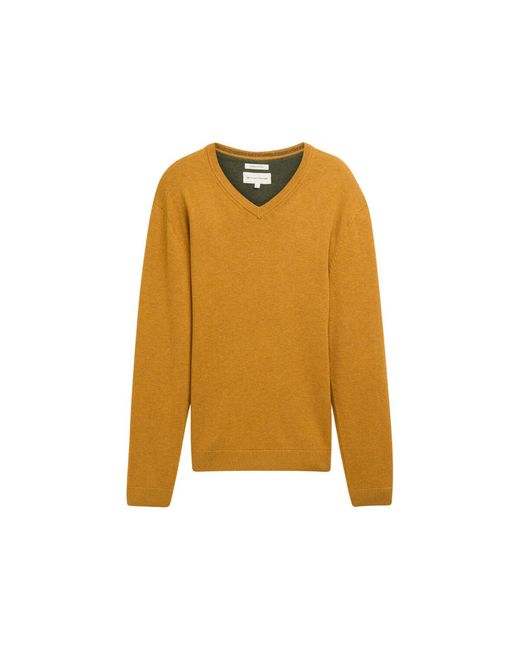 Pull - Pull col v - moutarde Tom Tailor pour homme en coloris Yellow