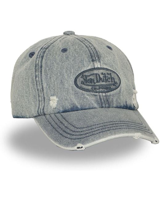 Casquette Casquette baseball adulte en jean avec effet destroy Jean Von Dutch en coloris Gray