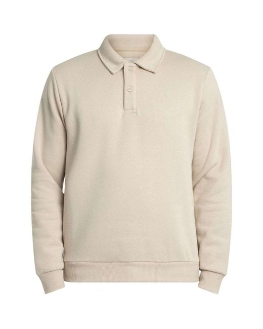 Jack & Jones Polo Shirt Lange Mouw Bradley Polo Sweatshirt in het Natural voor heren