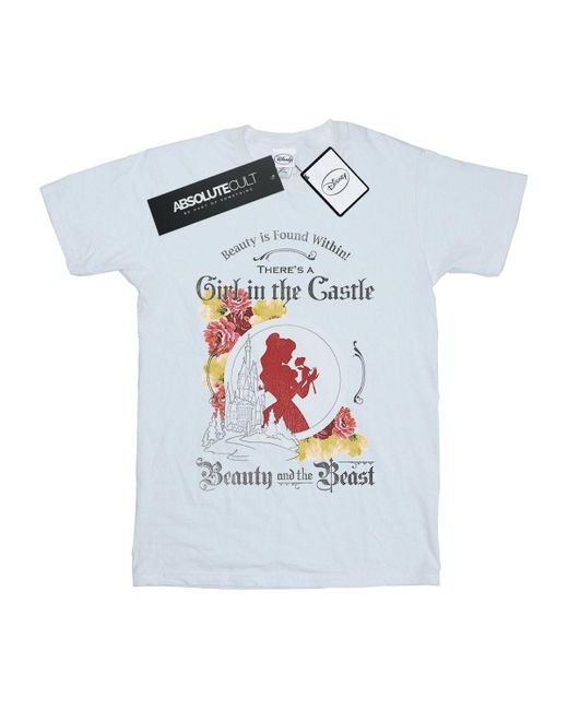 T-shirt Beauty And The Beast Girl in The Castle Disney en coloris White