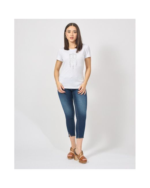 T-shirt T-shirt en jersey de coton avec logo Fracomina en coloris White